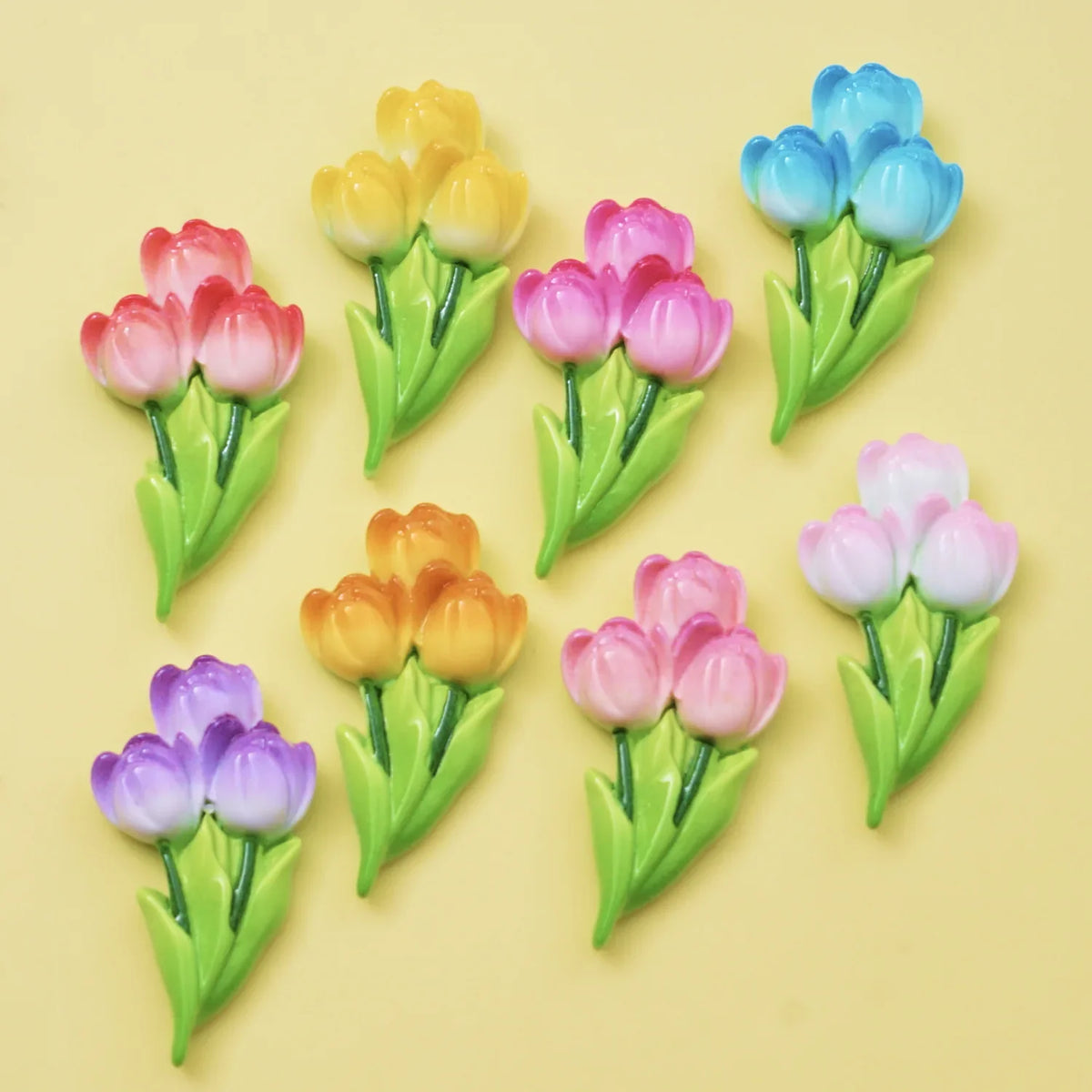 10-Piece Resin Flat Tulip Flowers for DIY Crafts & Decor