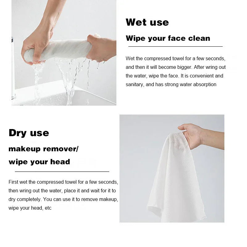 10-Pack Compressed Travel Towels – Quick-Dry Disposable Washcloths