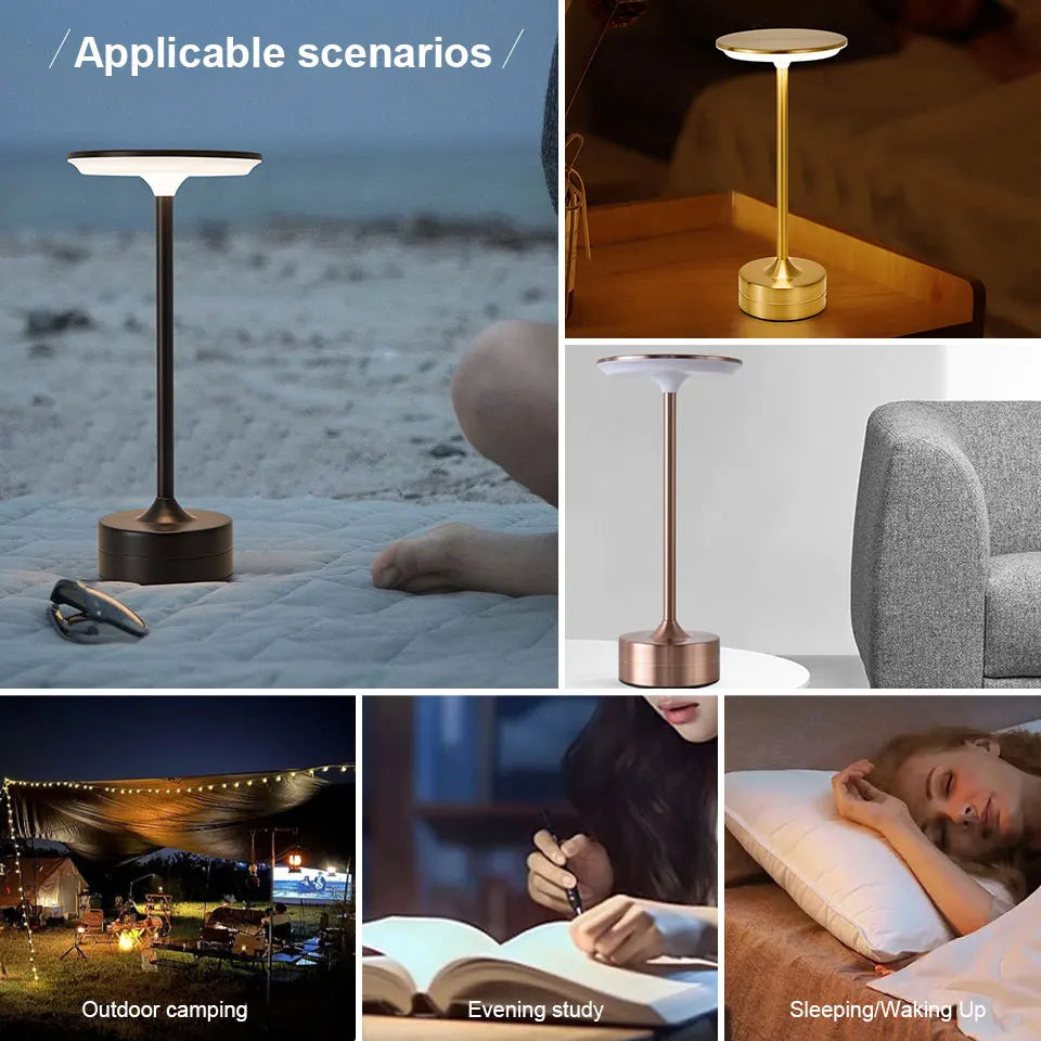 LED Crystal Touch Table Lamp – USB Rechargeable Wireless Light