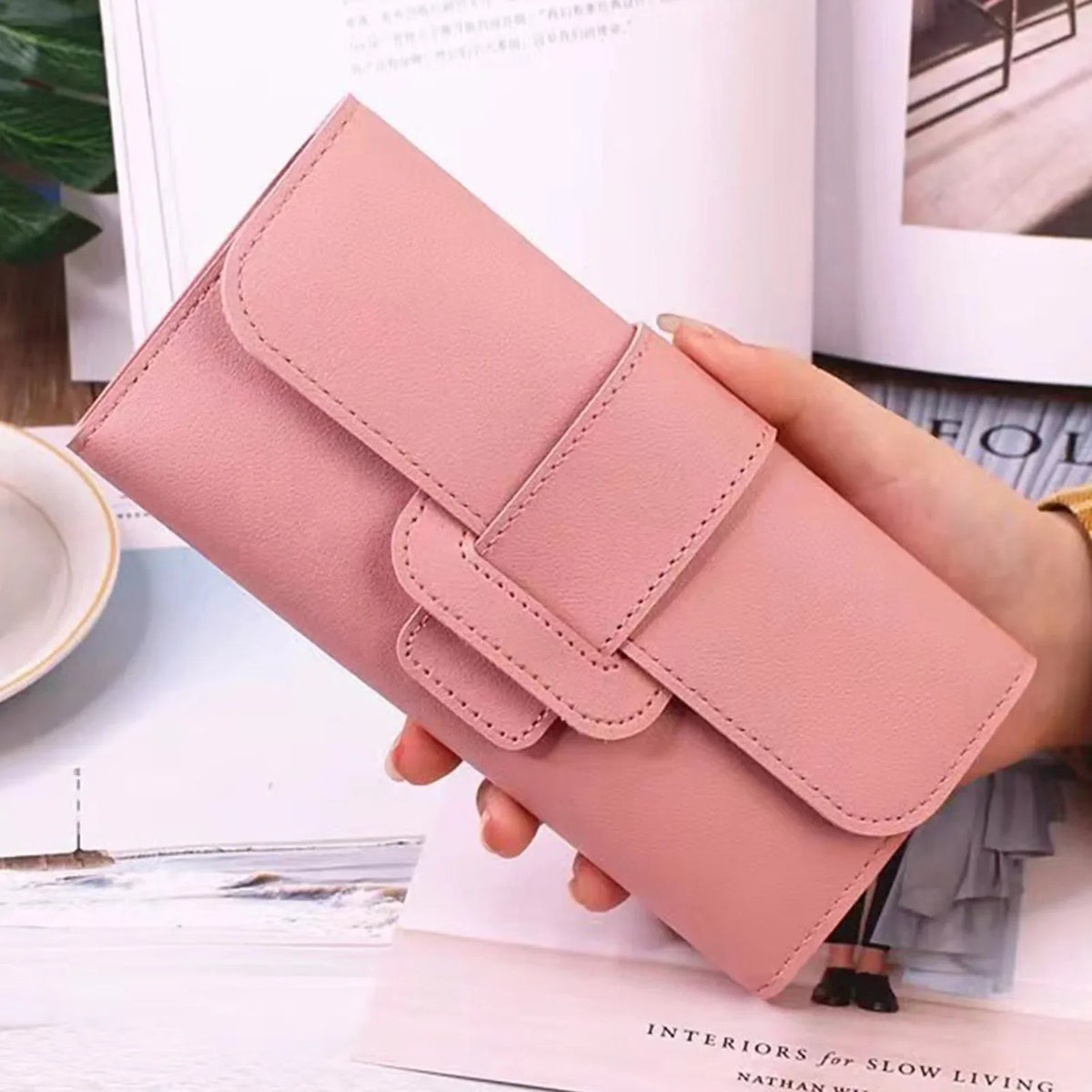 Ultra Slim Trifold Wallet for Women – Water-Resistant PU Leather