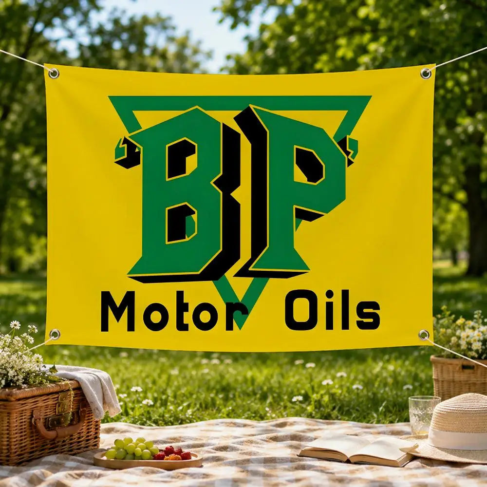 BP Motor Oil Flag Banner – Wall Hanging Automotive Décor