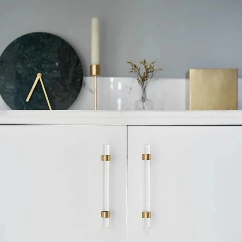 Brass Acrylic Transparent Drawer Handle | Cabinet Knob