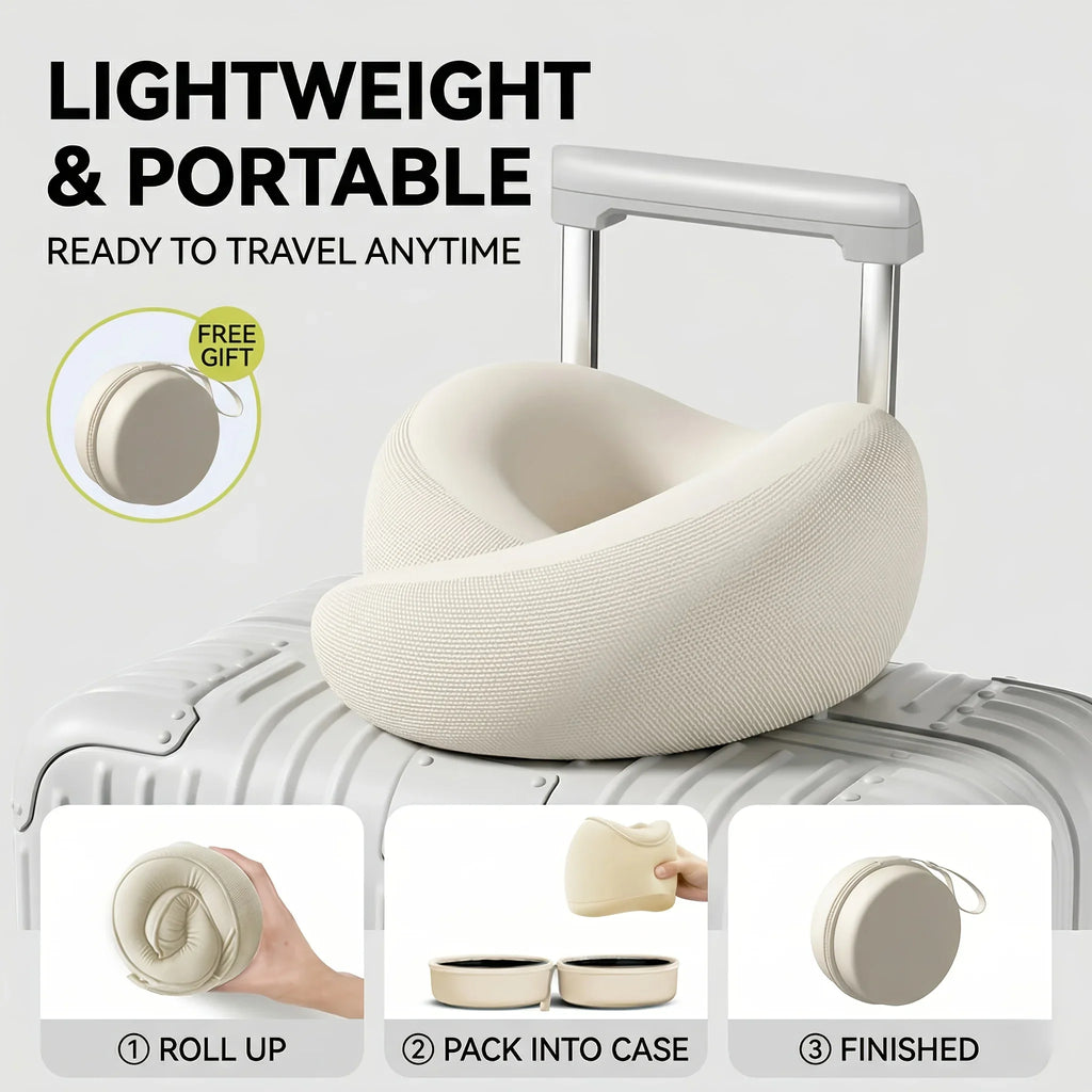 U-Shaped Memory Foam Travel Neck Pillow with Storage Box