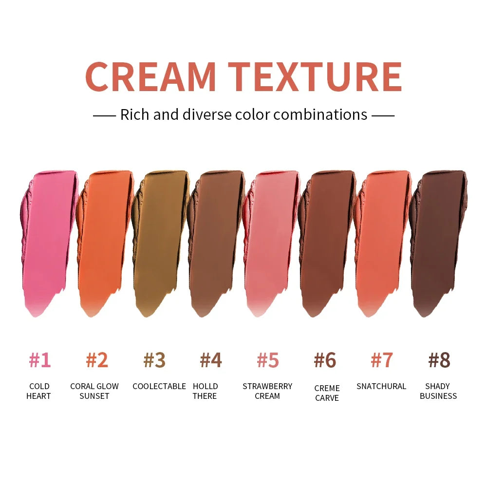 Cream Highlighter Blush Contour Palette – Matte & Shimmer