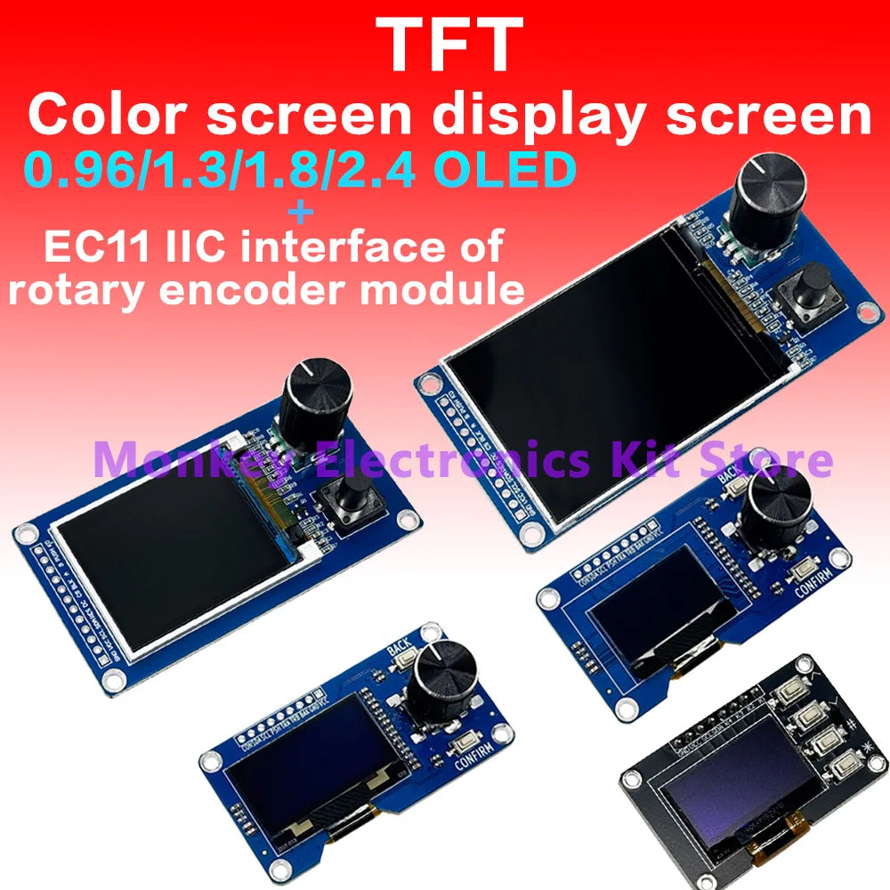 TFT OLED LCD Module 0.96"–2.4" IIC Interface & Rotary Encoder