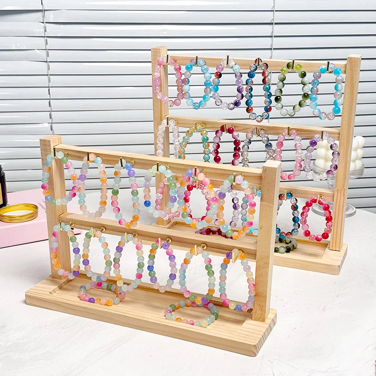 Wooden Bracelet Rack Earring Storage Store Jewelry Display Collection