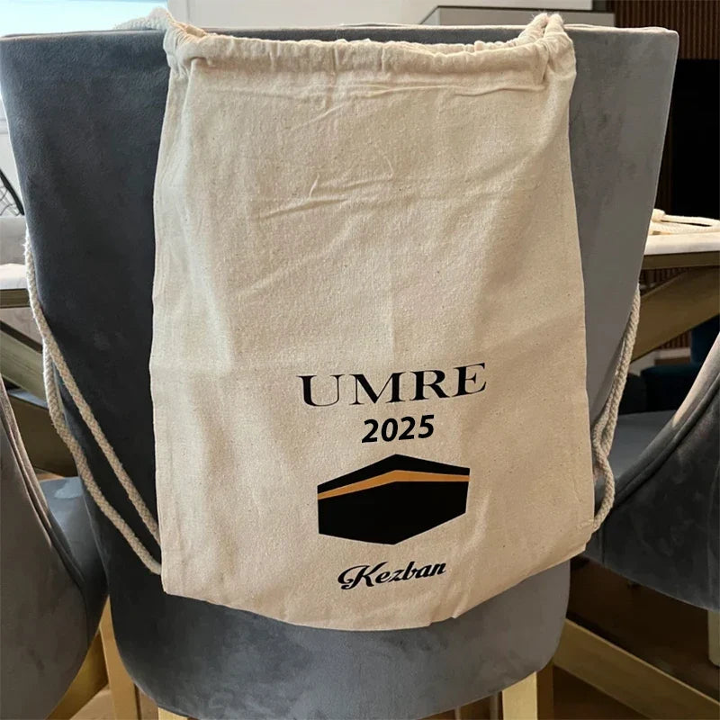 Personalized Umrah Mubarak Kaaba Drawstring Bag | Islamic Gift