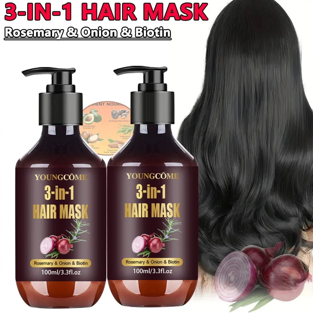 YOUNGCOME 3-in-1 Organic Hair Mask – Rosemary, Onion & Biotin