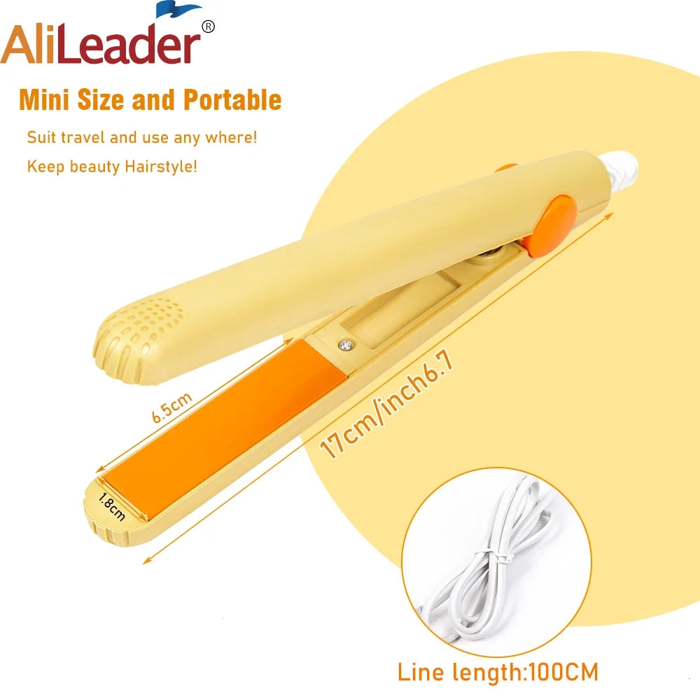 2-in-1 Mini Ceramic Flat Iron & Curling Iron – Portable 6.7"