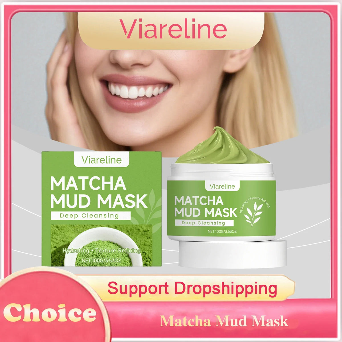 Viareline Matcha Mud Mask – Pore Cleansing & Brightening 100g