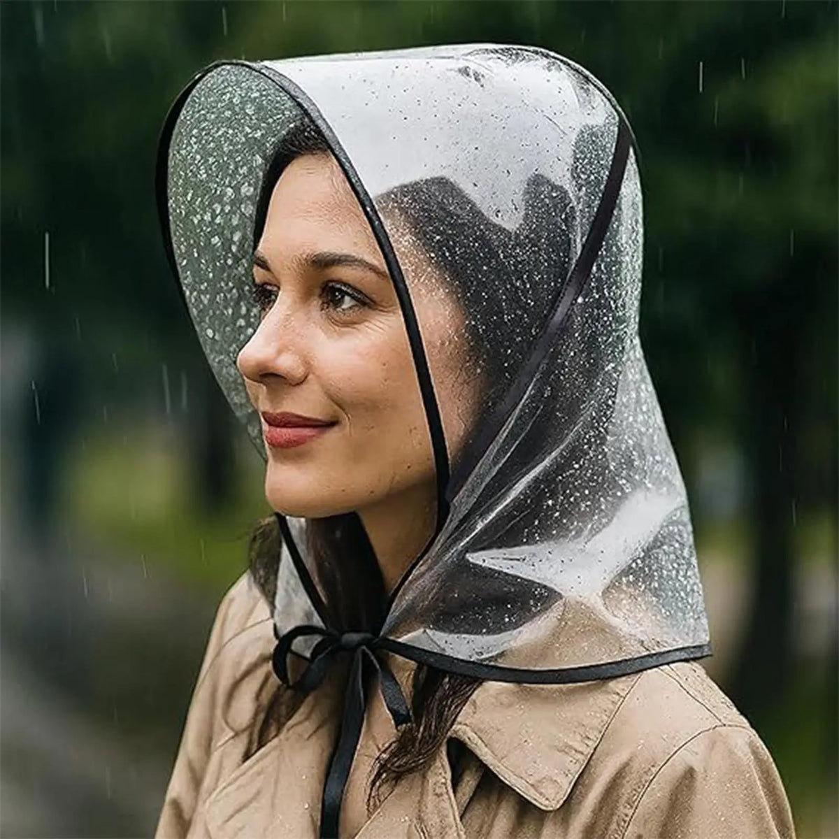 Rain Hats Women Reusable Transparent Headwear Brim Waterproof Hat