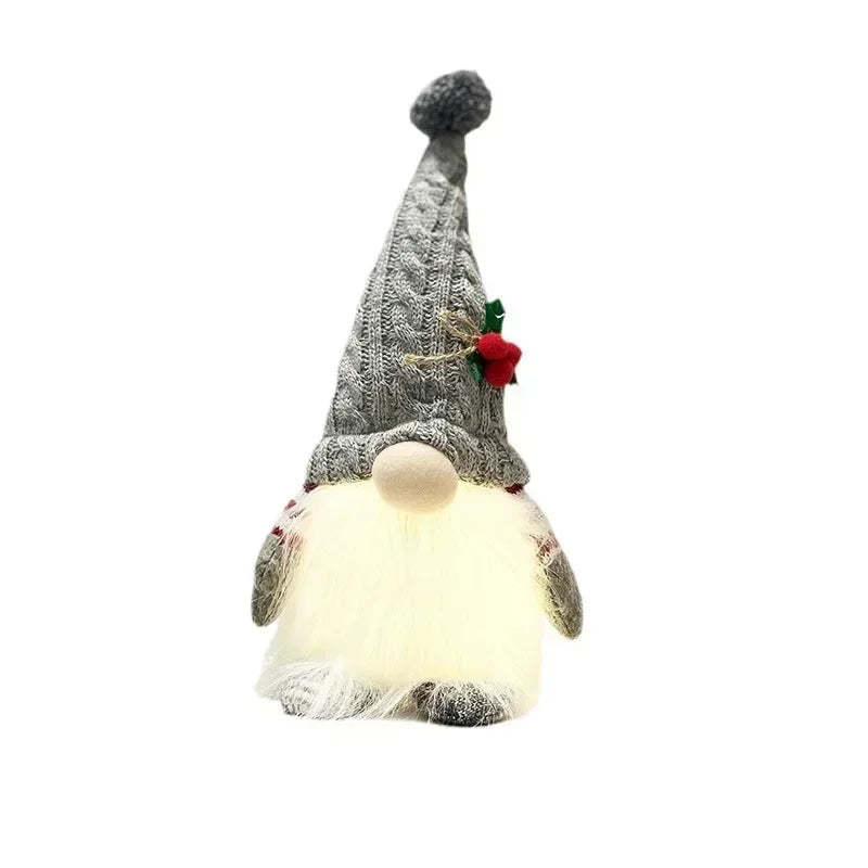 Santa Gnome Christmas Ornament – Lantern Dwarf Knitted Hat Doll