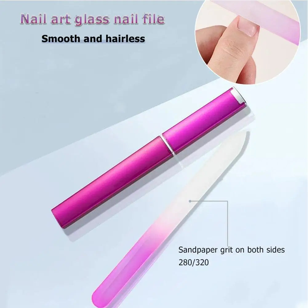 Glass Nail File Double-Sided Crystal Nail File with Case