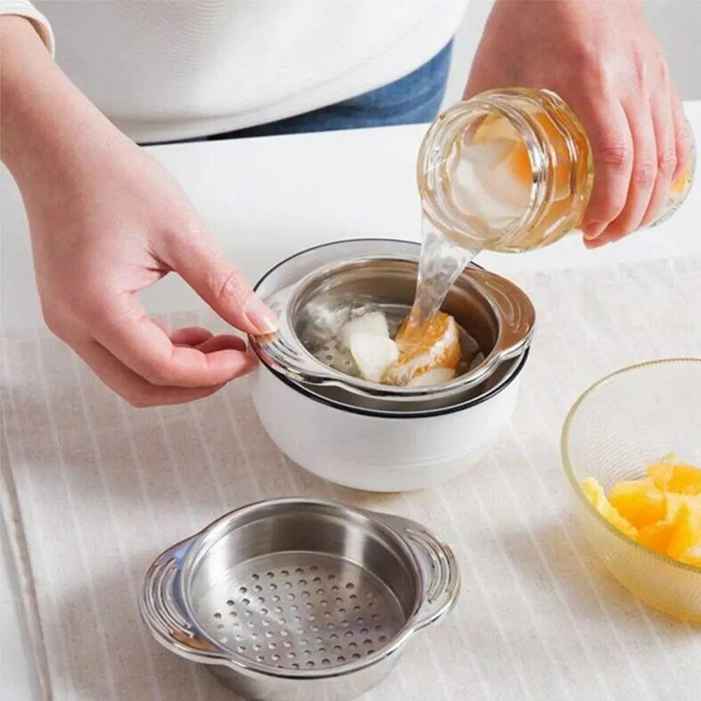 Stainless Steel Food Can Strainer Sieve Tuna Press Lids Oil Drainer
