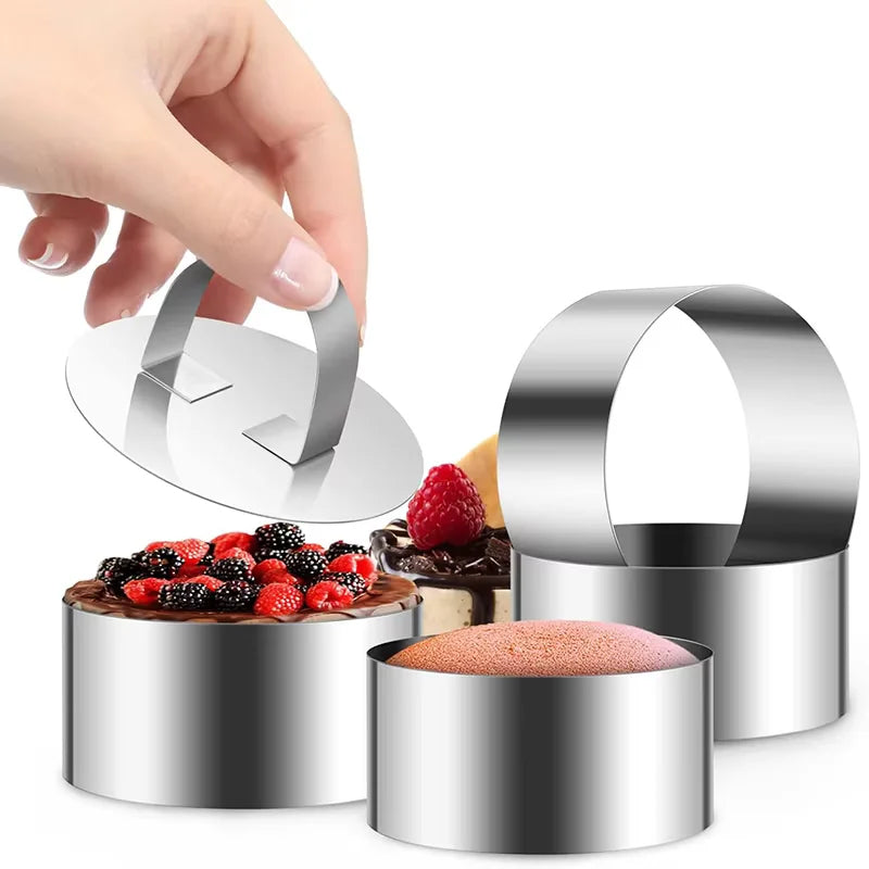 Stainless Steel Round Cake Mousse Ring Mold with Pusher