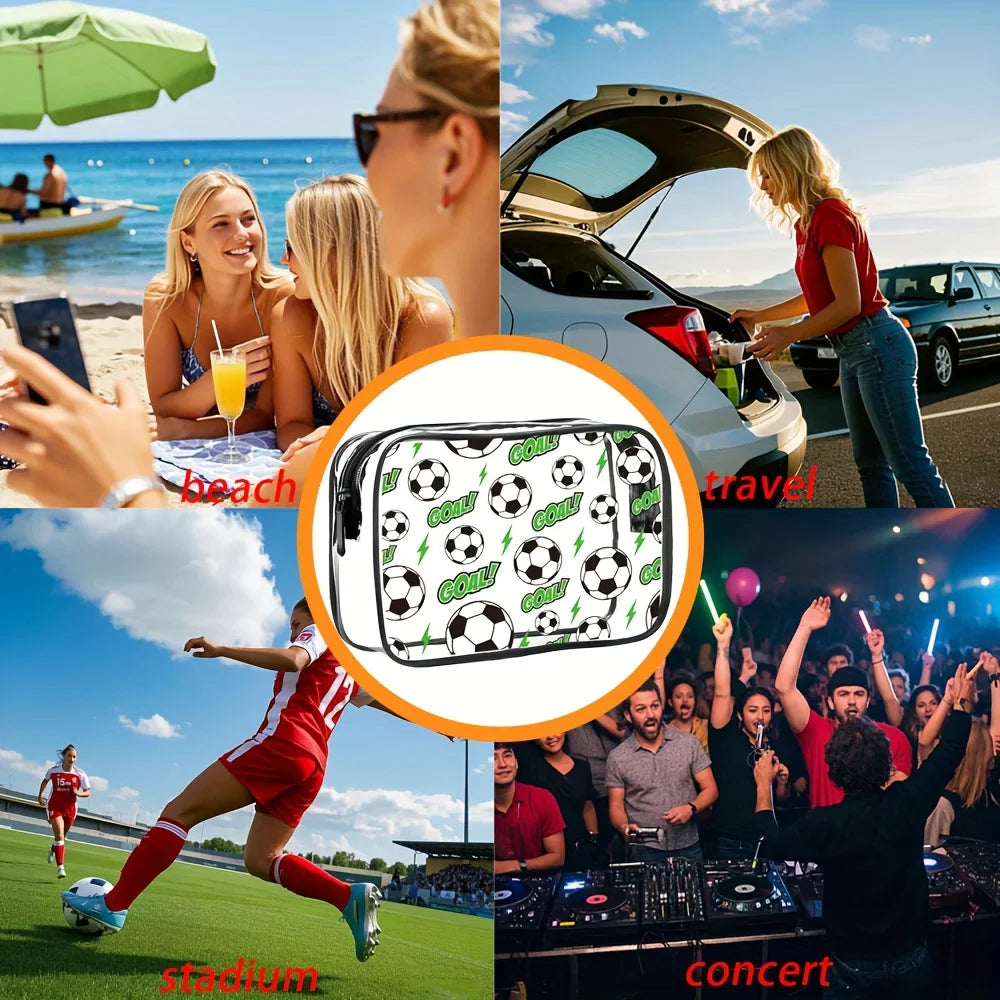 Football-themed PVC Toiletry Bag Makeup Suitable Men Women