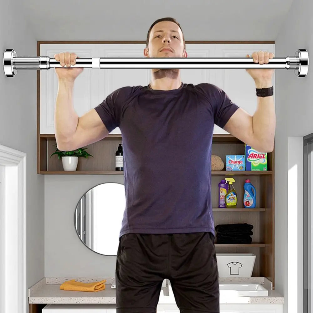 Adjustable Tension Curtain Rod Stainless Steel No-Drill 35–80cm