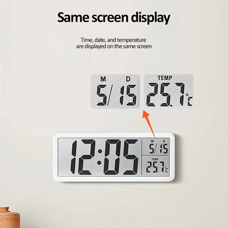 LCD Digital Wall Clock – Time, Date, Temp & Humidity | NOCCLILI