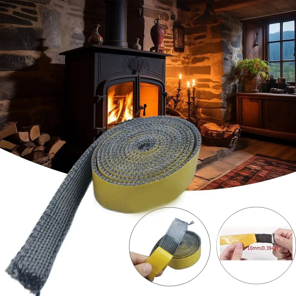 Self Adhesive Fireplace Seal Rope Fiberglass Heat Resistant Door