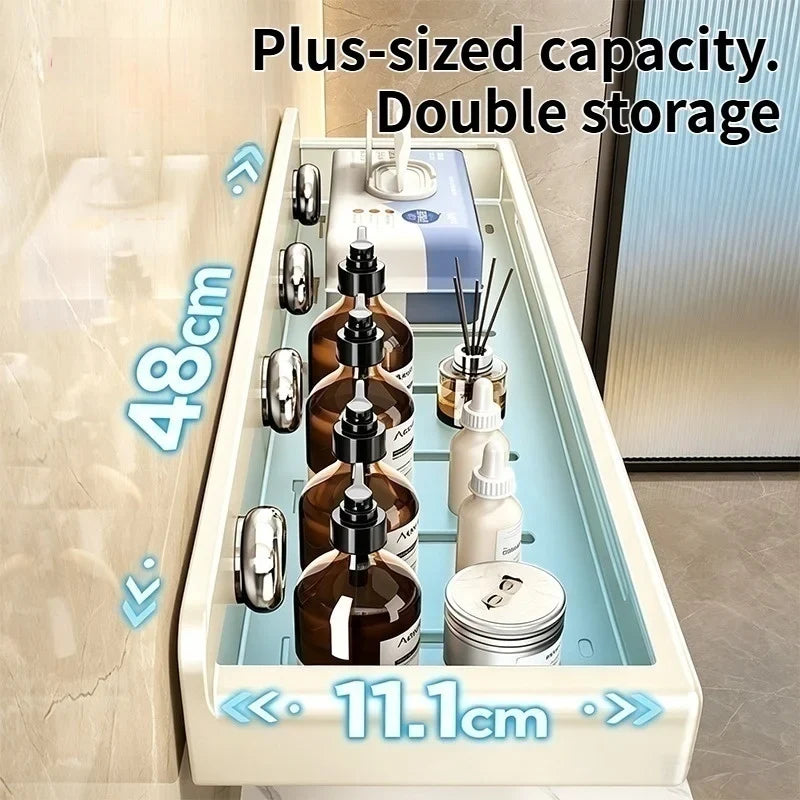 No-Drill Wall Mount Suction Cup Bathroom Shelf | Storage Rack
