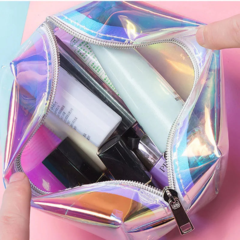 Holographic Makeup Bag – Waterproof TPU Cosmetic Travel Organizer