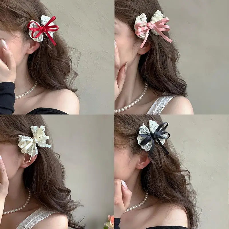 2-Pack Bow Hair Clips – Ribbon Barrettes for Women & Girls