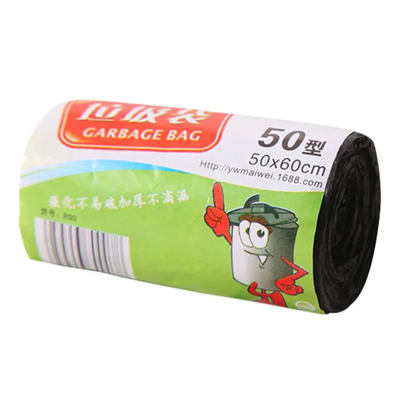50-Pack Black Trash Bags 8L | 50×60cm Flat Top Garbage Bags