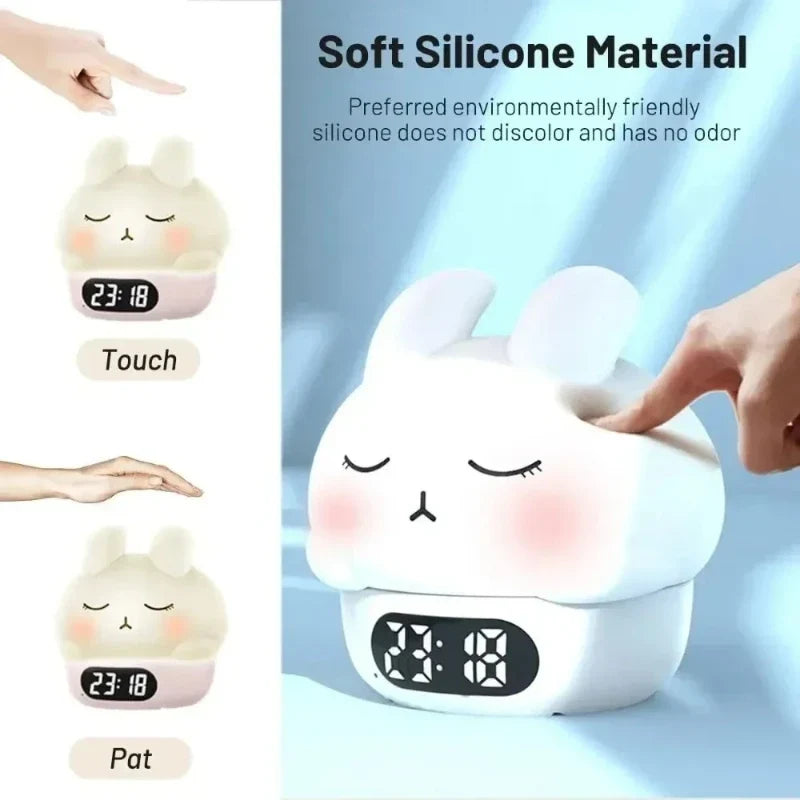 Cute Bunny Digital Alarm Clock RGB Night Light & Timer