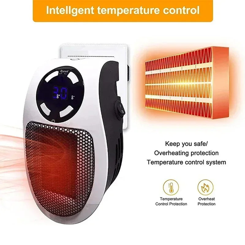 350W Portable Electric Space Heater | Remote & Wall Mount