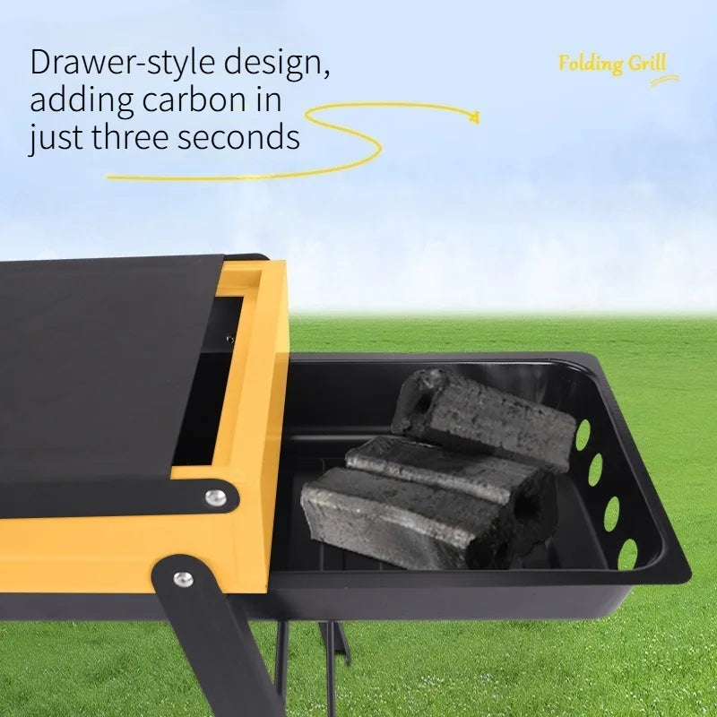 Portable Foldable Charcoal BBQ Grill – Camping & Picnic Rack
