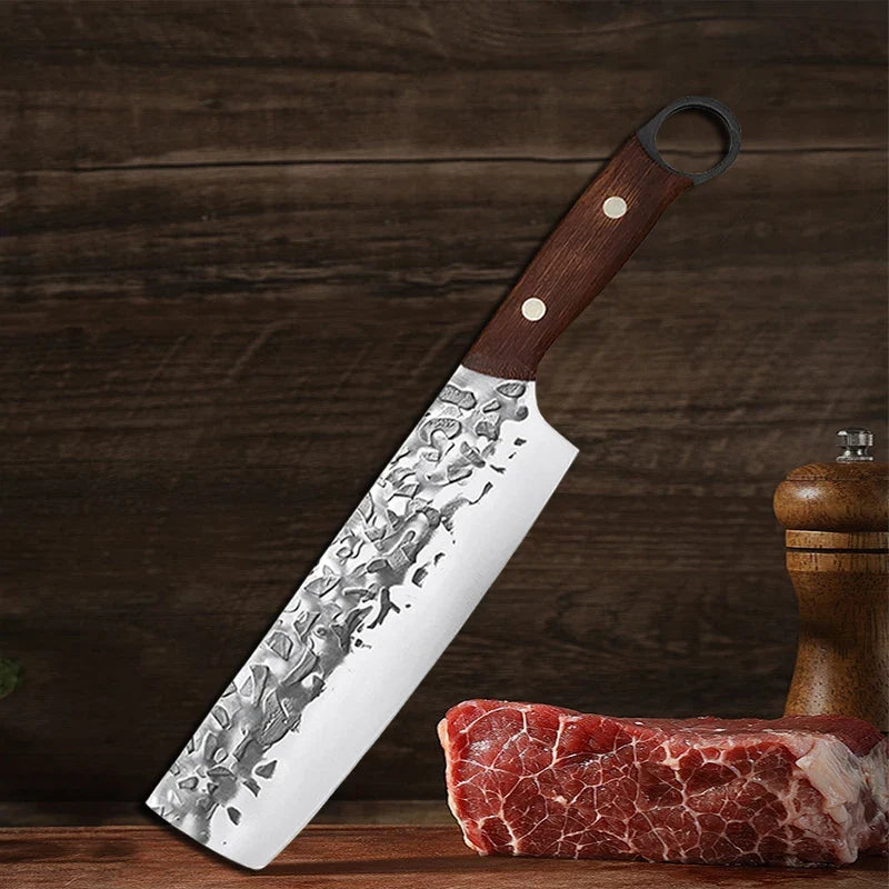 Forged Nakiri Cleaver Knife – Stainless Steel & Wenge Wood