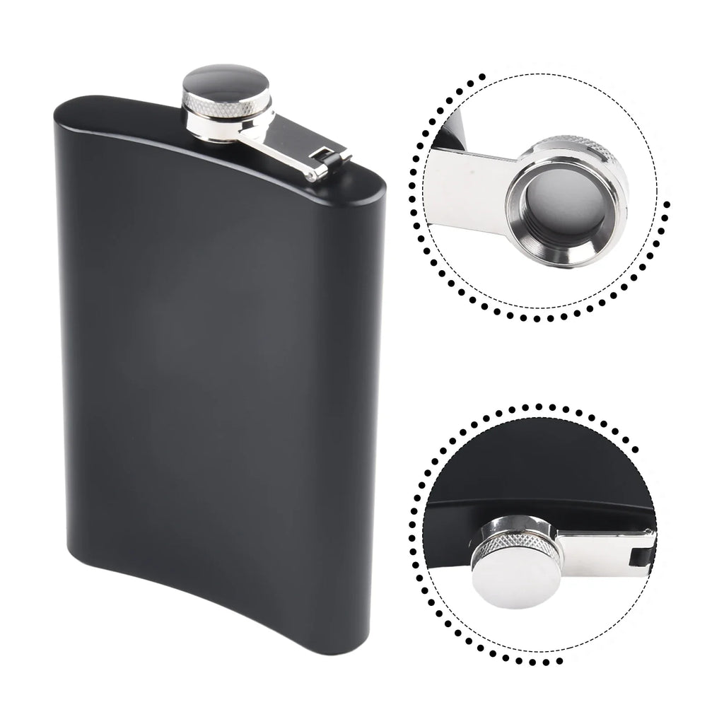 Stainless Steel Hip Flask 7–12oz | Black Matte Pocket Flask