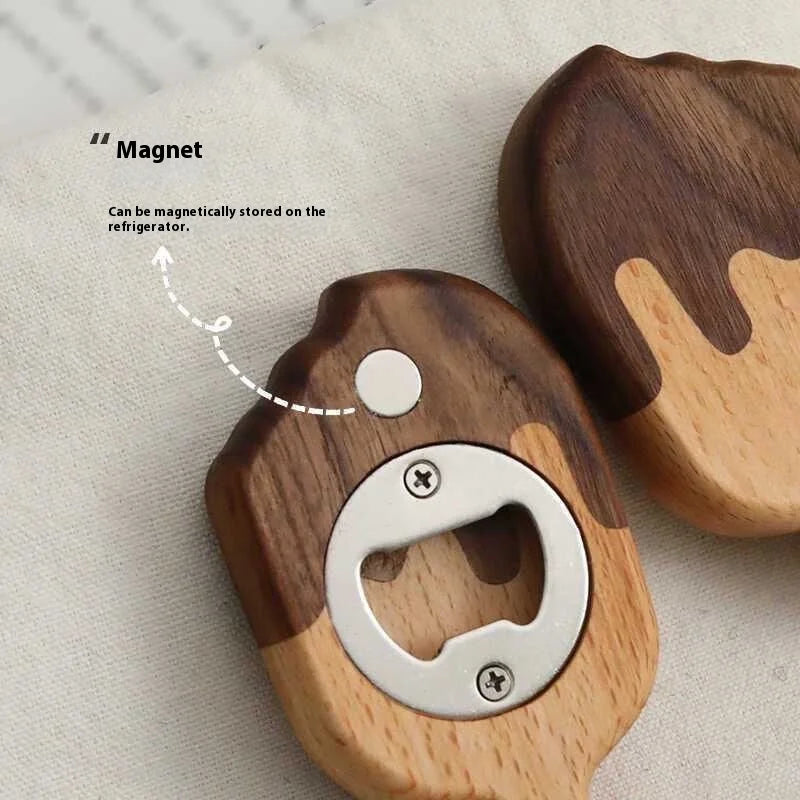Creative Solid Wood Ice Cream Bottle Opener Decorative Item Magnetic