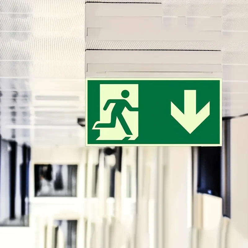 1 Luminous Exit Sign Sticker Emergency Evacuation Safety Wall