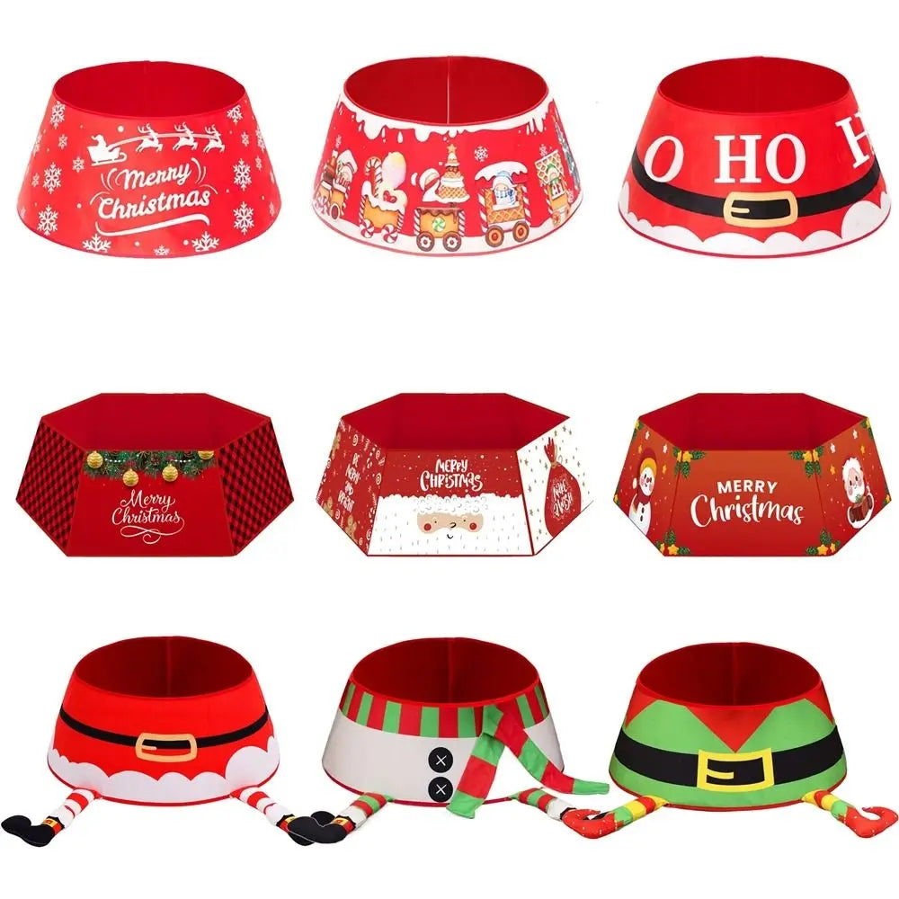 Christmas Tree Skirt – Snowman, Santa & Elk Xmas Floor Cover