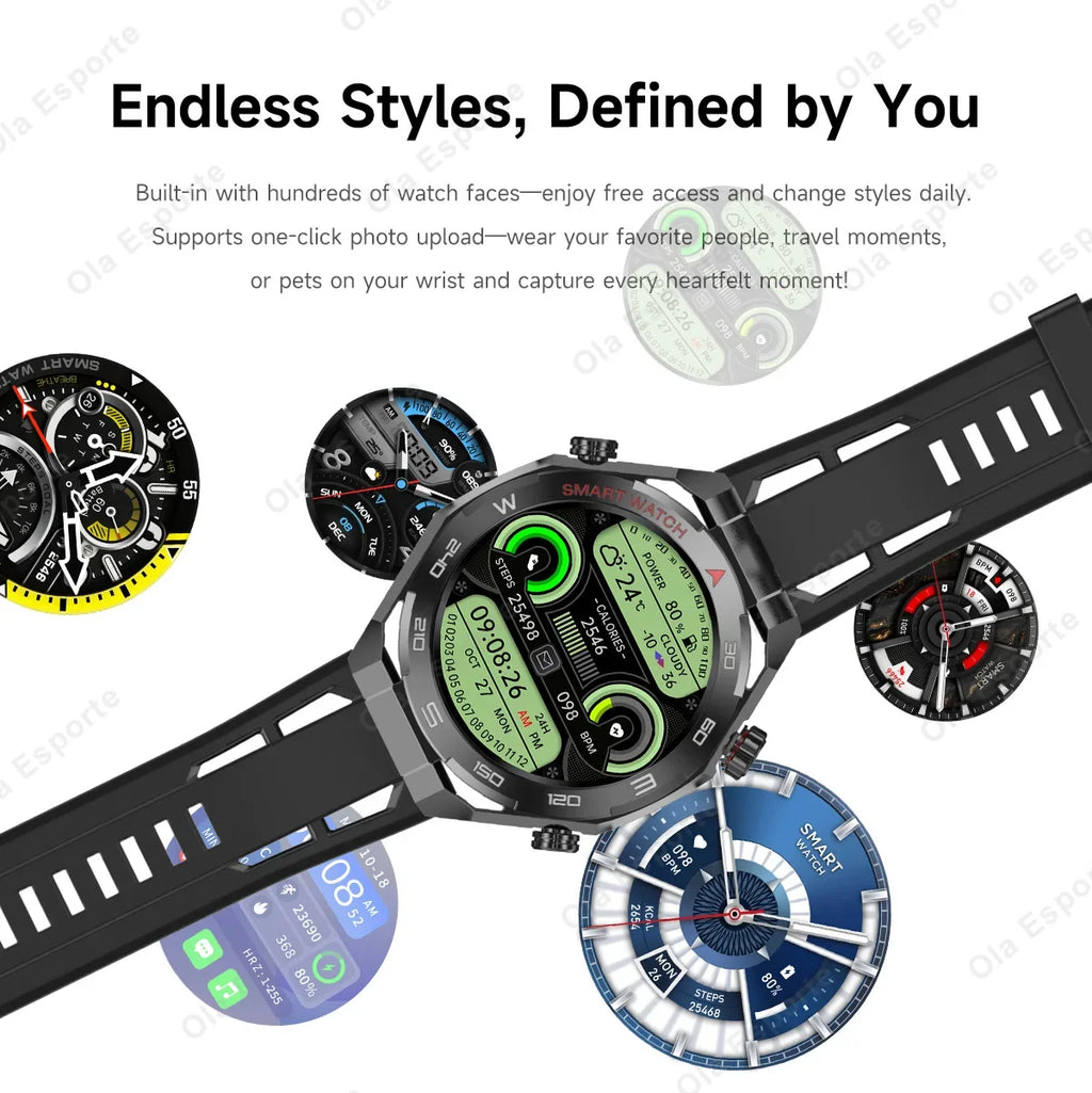 Military Men Smart Watch Health Monitor Wireless Call Smartwatch