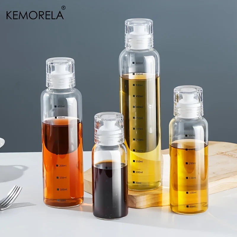 KEMORELA Glass Oil Bottle with Scale | 300/450/600ML Dispenser