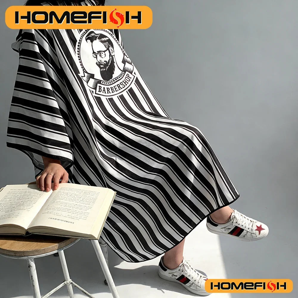 Non-stick Striped Adult Hair Cutting Cloth Oil-resistant Apron Salon