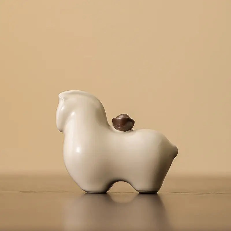 Ruyao Zodiac Horse Tea Pet Ceramic Ornament | Lucky Decor