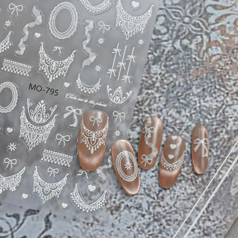 Lace Flower Bow Hollow Nail Stickers | DIY Manicure Appliqués