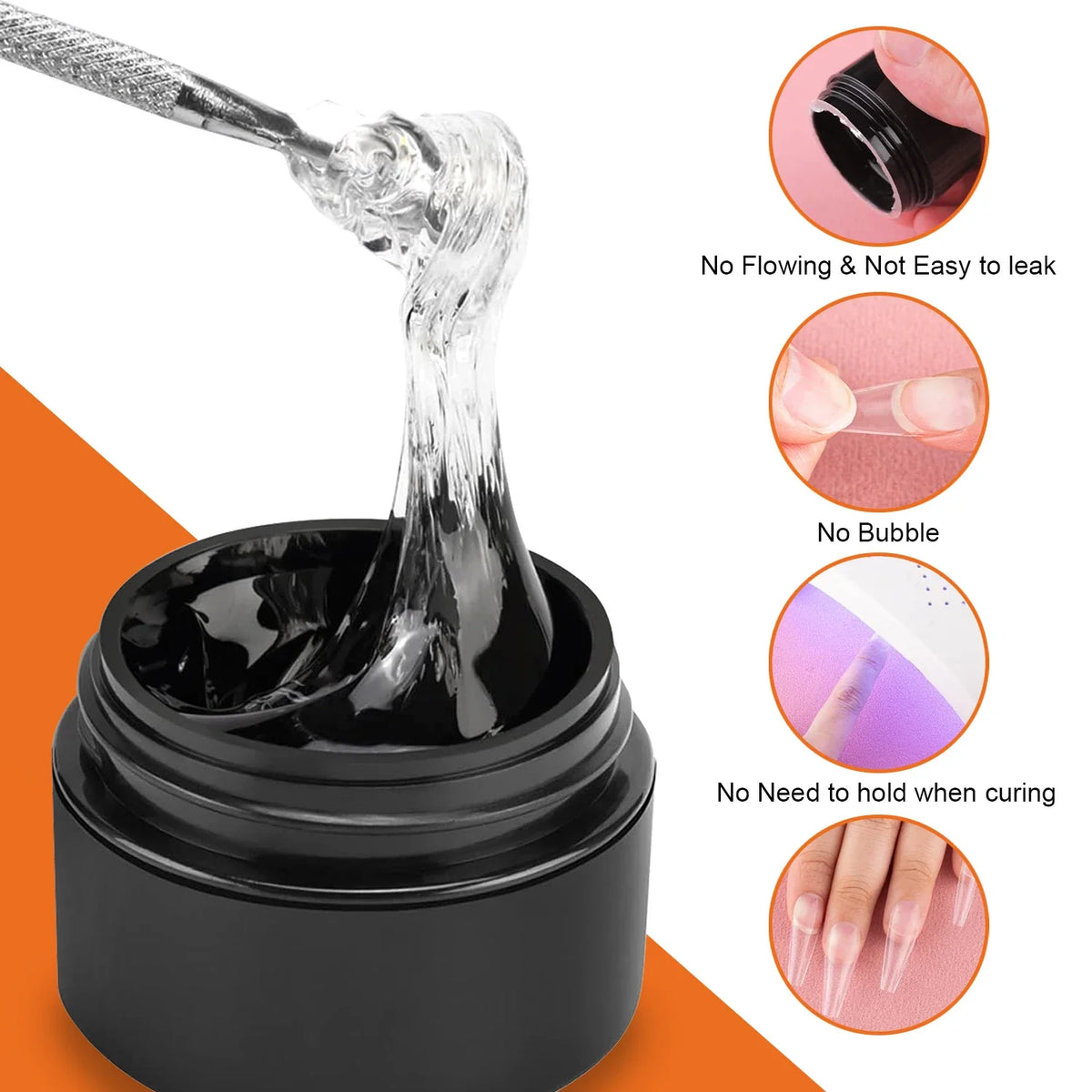 TWOING Multifunctional Solid Nail Tips Gel Non-stick Hand Rhinestone