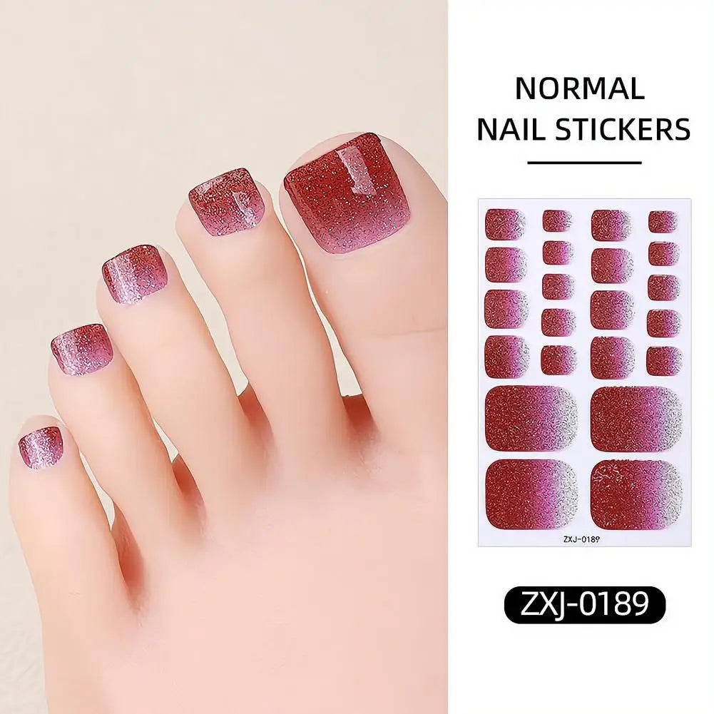 Gradient Glitter Toenail Polish Strips – Full Nail Wraps