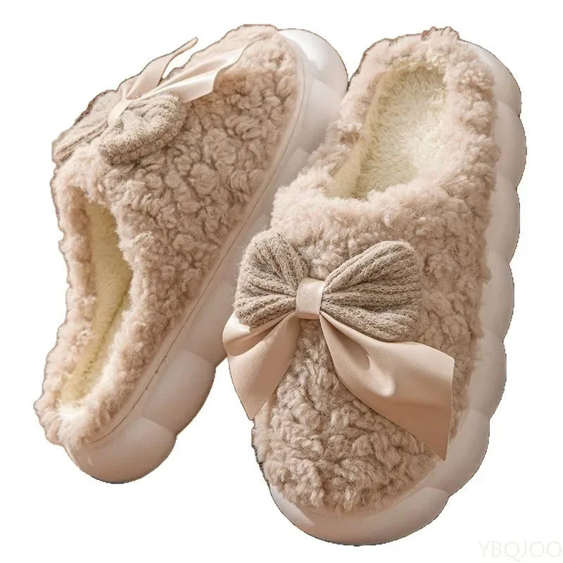 Women's Butterfly Cotton Slippers – Warm Thick Sole Indoor