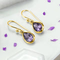 Huitan Purple Pear CZ Drop Earrings – Women's Fashion Jewelry