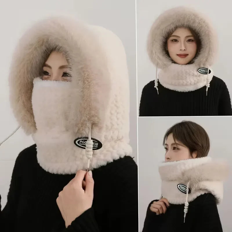 Women's Winter Thermal Hat Hood Scarf & Mask | Windproof