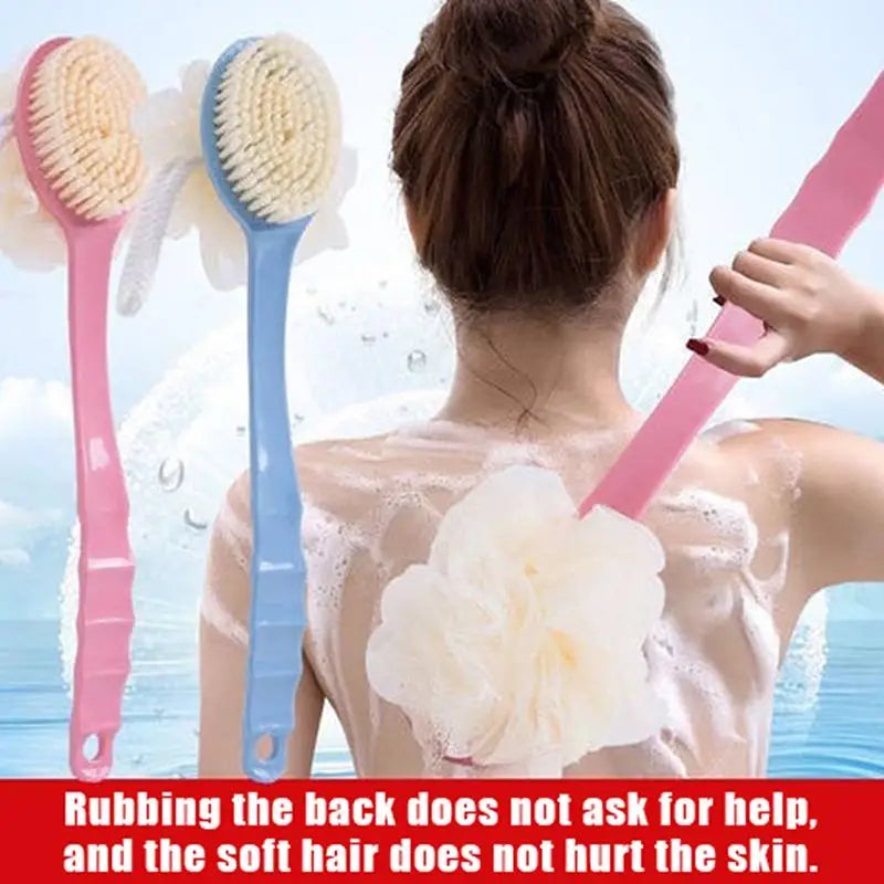 Long Handle Bath Body Brush – Loofah & Bristles Shower Scrubber