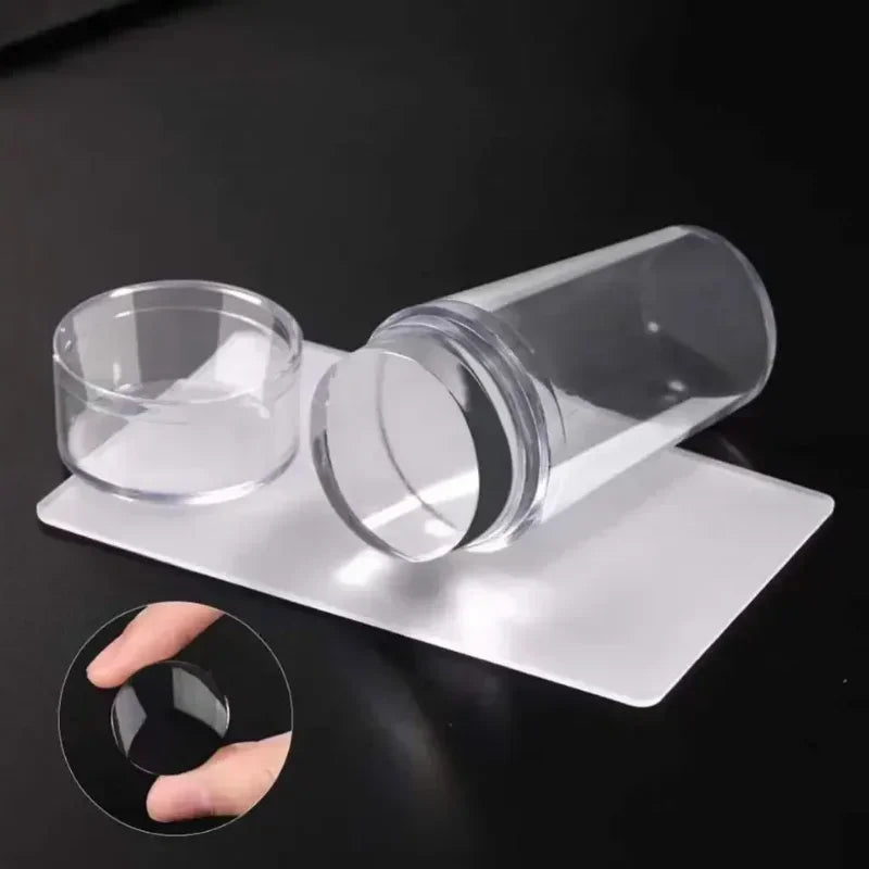 6-Piece Clear Nail Art Stamping Kit – Jelly Stamper & Scraper Set