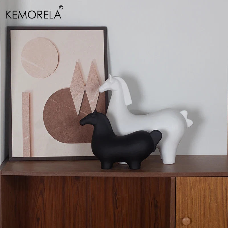 Nordic Ceramic Horse Ornament | Home & Office Decor Gift