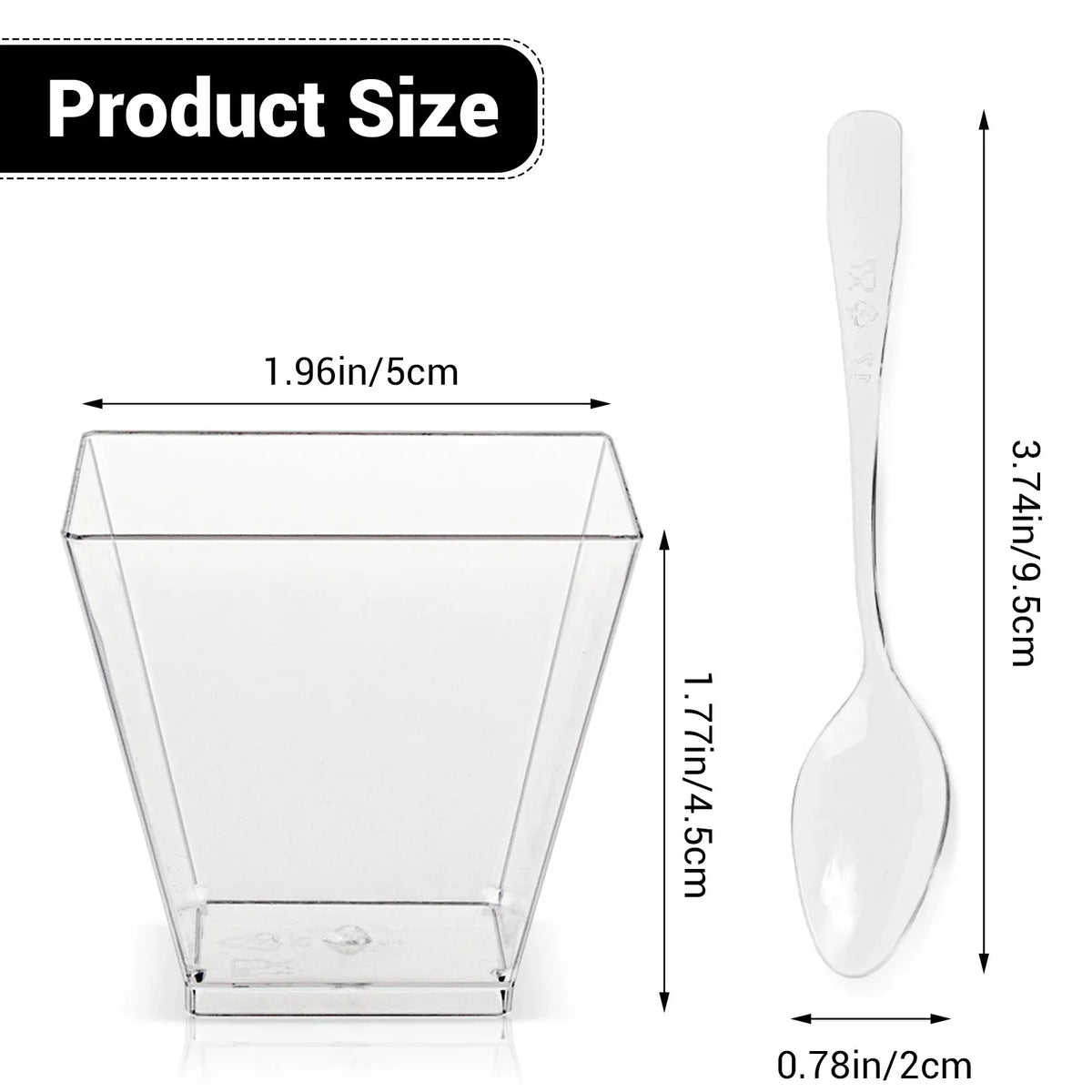50pc Plastic Dessert Cups with Lids & Spoons – Pudding Cups