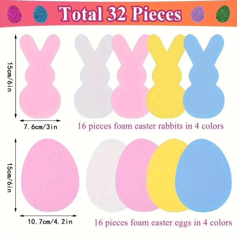 334-Pc Easter Foam Stickers Kit – Bunny, Egg & Glitter Crafts